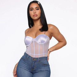 S-L Women Sexy Bodysuit Lingerie Metal Chain Sling Halter Mature Sexy Lace Bodysuit